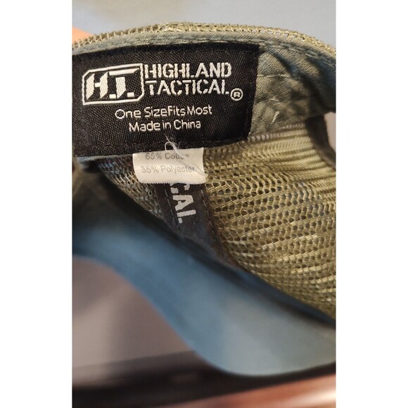 HIGHLAND TACTICAL USA FLAG ADJUSTABLE SNAPBACK TRUCKER/MESH HAT/CAP OLIVE - Picture 3 of 16